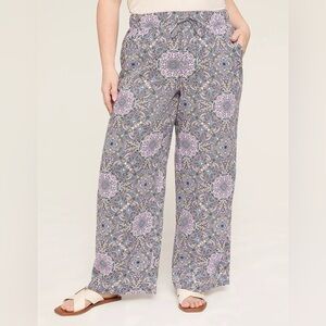 NWOT  Lane Bryant Linen Wide Leg Pant - New Sandal Length